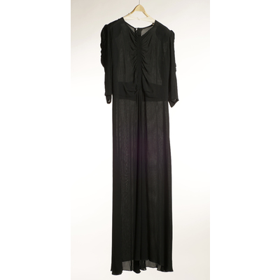 SLM 23045 - Mörkblå klänning med drapering, 1930-tal