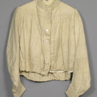 SLM 11706 1-2 - Tvådelad beige sidenklänning med lång ärm, 1900-talets början