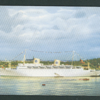 SLM 33943 2 - Vykort med målad bild av fartyget M.S. Kungsholm.