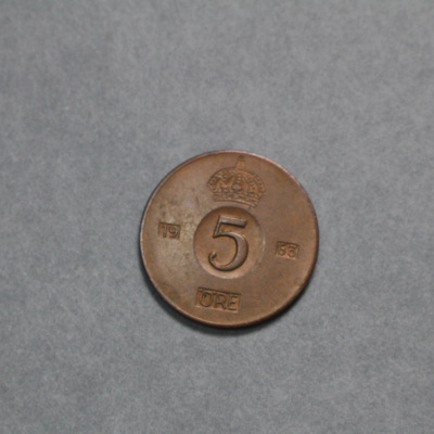 SLM 16788 - Mynt, 5 öre bronsmynt typ I 1963, Gustav VI Adolf