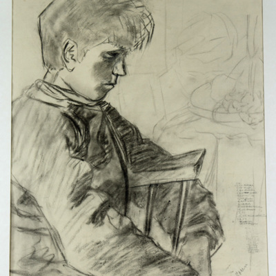 SLM 24206 - Teckning, ung pojke, av Adolf Stern