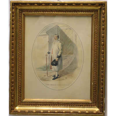 SLM 26969 - Akvarell, man i folkdräkt från Västra Vingåker, Josef Wilhelm Wallander (1821-1888)