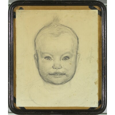 SLM 50655 - Blyertsteckning, barnporträtt av konstnären Albin Jerneman (1868-1953)