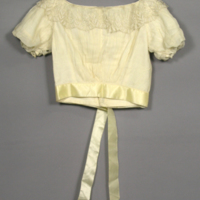 SLM 24286 1-2 - Flickklänning bestående av gulvitt liv och kjol, 1860-tal