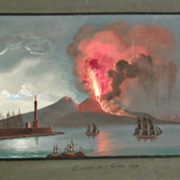 SLM 8478 - Gouache, vulkanutbrott 1839, Vesuvius