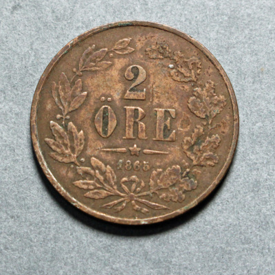 SLM 16723 - Mynt, 2 öre bronsmynt 1865, Karl XV
