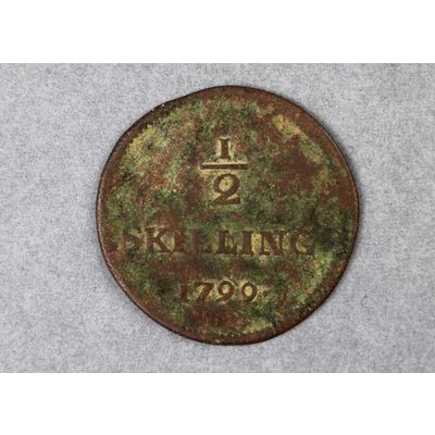 SLM 16125 - Mynt, Gustav IV Adolf, 1/2skilling 1799, Riksgäldskontorets polletter