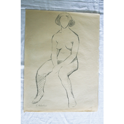 SLM 50023 - Krokiteckning av Bodil Güntzel (1903-1998), motiv med kvinna