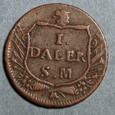 SLM 16246 - Mynt, 1 daler kopparmynt, nödmynt typ III 1717, Karl XII