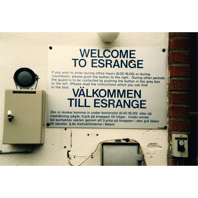 SLM HE-H-32 - Informationstavla, Esrange rymdstation, 1985