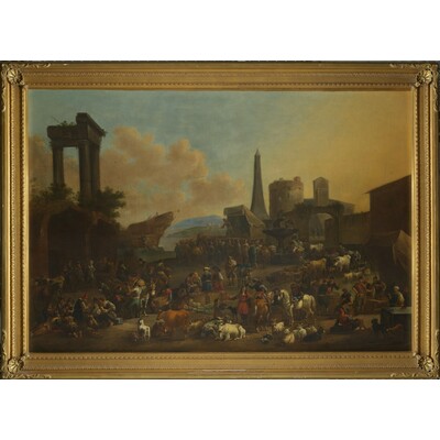 SLM 15652 - Oljemålning, italienskt landskap av Simon de Vos (1603-1676)