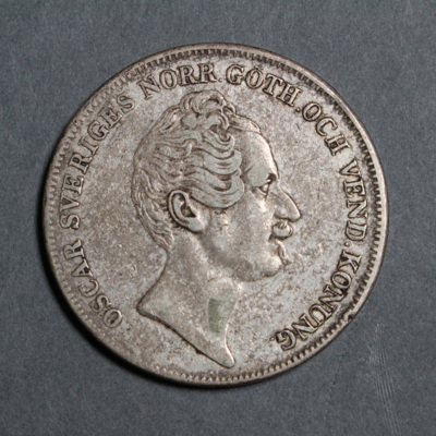 SLM 16613 - Mynt, 1 riksdaler silvermynt typ II 1850, Oscar I
