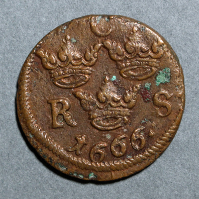 SLM 16185 - Mynt, 1/6 öre kopparmynt 1666, Karl XI