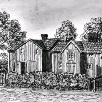 SLM KW168 - Allhelgonavägen 4 i Nyköping, teckning av Knut Wiholm