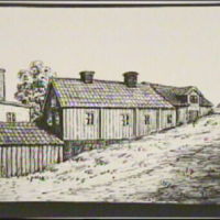 SLM M020491 - Stora Torget i Nyköping, teckning av Knut Wiholm