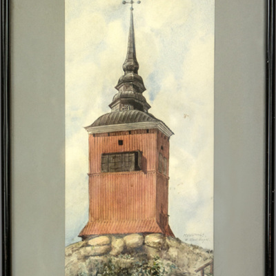 SLM 37394 - Akvarell, Nyköpings västra klockstapel