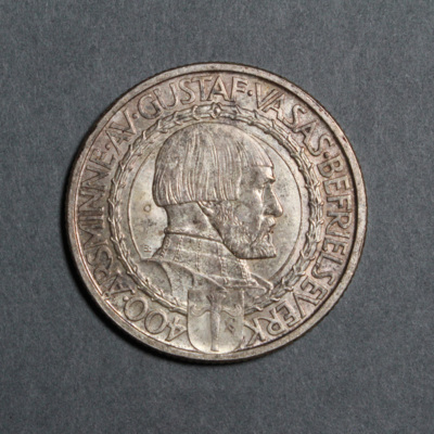 SLM 12597 51 - Mynt, 2 kronor silvermynt typ II 1921, Gustav V