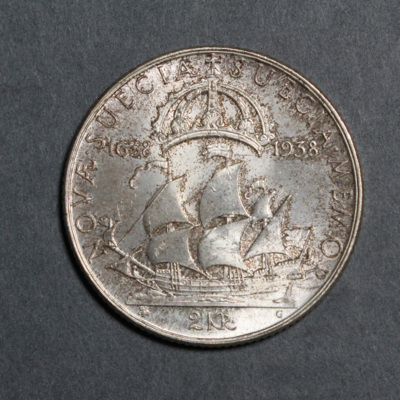 SLM 12597 42 - Mynt, 2 kronor silvermynt typ IV 1938, Gustav V