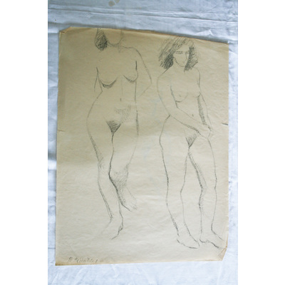 SLM 50016 1-2 - Krokiteckningar av Bodil Güntzel (1903-1998), motiv med kvinnor