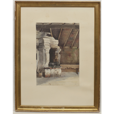 SLM 11058 - Akvarell, Tovastugans målade sal, av Charlotte Lewenhaupt (1855-1957)