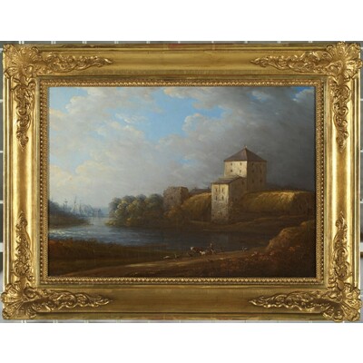SLM 14095 - Oljemålning, Nyköpingshus på 1840-talet