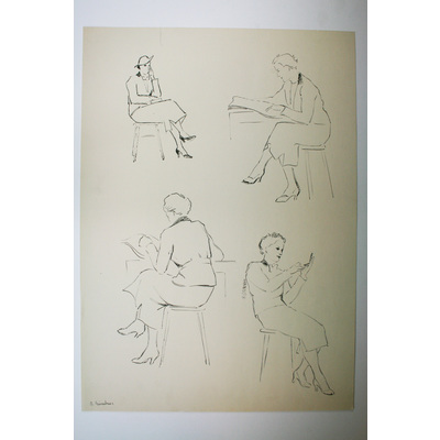 SLM 50067 - Teckning av Bodil Güntzel (1903-1998), motiv med sittande kvinnor