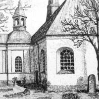 SLM M022283 - Östra kyrkan i Nyköping, teckning av Knut Wiholm