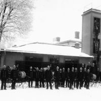 SLM P05-760 - Nyköpings Brandstation med slangtorn och garage byggt 1901