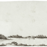 SLM 23362 - Tuschteckning, landskapsmotiv av Georg von Rosen 1848