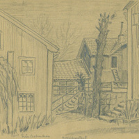 SLM KW23235 - Behmbrogatan i Nyköping, teckning av Knut Wiholm