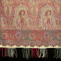 SLM 9880 - Stor schal, persiskt mönster i olika färger, bomull i varp och ylle i inslaget