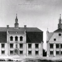 SLM R60-83-5 - Ritning av byggnad, Hällefors bruk, 1842