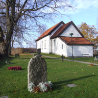 SLM D10-377 - Halla kyrka, exteriör från sydost.
