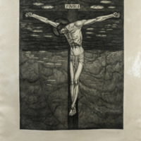 SLM 1502 - Etsning, Kristus på korset, Olle Hjortzberg 1916