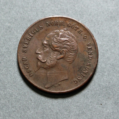 SLM 16700 - Mynt, 2 öre bronsmynt 1858, Oscar I