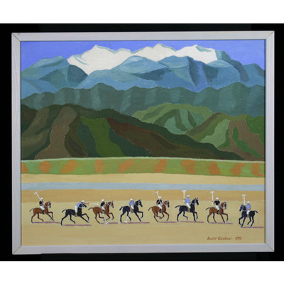 SLM 50384 - Oljemålning av Bodil Güntzel (1903-1998), hästpolotävling 1977