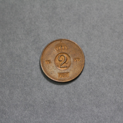 SLM 16797 - Mynt, 2 öre bronsmynt 1957, Gustav VI Adolf