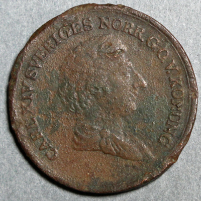 SLM 16548 - Mynt, 2/3 skilling banco kopparmynt typ II 1837, Karl XIV Johan
