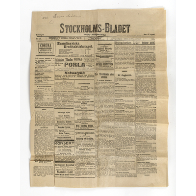SLM 40129 - Bröllopsartikel i Stockholmsbladet 1905 från Ökna i Floda socken