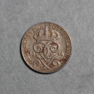 SLM 12597 70 - Mynt, 1 öre järnmynt 1918, Gustav V