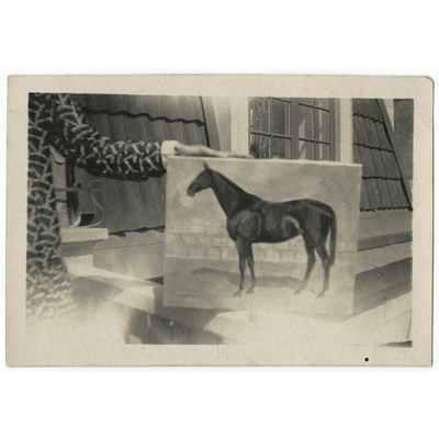 SLM P2021-0031 - Fotad tavla, motiv med häst, konstnär Bodil Güntzel (1903-1998), 1930-tal