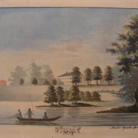SLM 12009 11 - Teckning, lavering, Valinge gård, Thora Thersner 1830