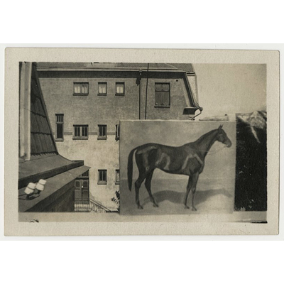 SLM P2021-0033 - Fotad tavla, motiv med häst, konstnär Bodil Güntzel (1903-1998), 1930-tal