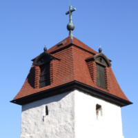 SLM D09-523 - Hammarby kyrka, tornhuven från sydväst.