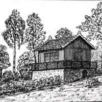 SLM KW219 - Paviljong vid Blommenhov, Nyköping, teckning av Knut Wiholm