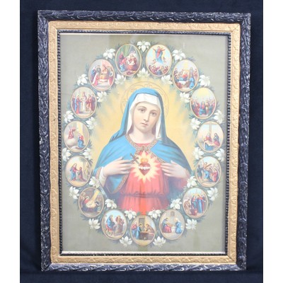 SLM 38698 - Religiöst oljetryck motiv den heliga Maria