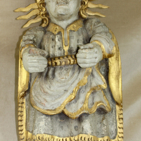 SLM 19086 1 - Skulptur, Kristusfigur av målat och förgyllt trä, okänd härkomst