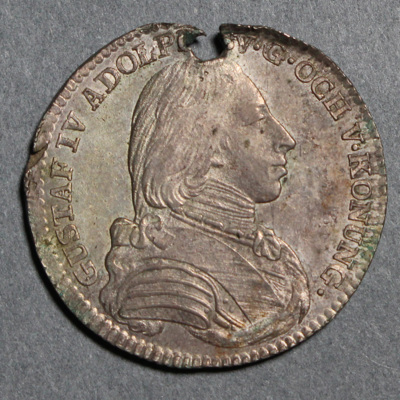SLM 16470 - Mynt, 1/6 riksdaler silvermynt typ II 1808, Gustav IV Adolf