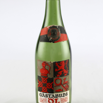 SLM 13161 3 - Olivgrön flaska med etikett 