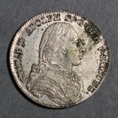 SLM 16422 - Mynt, 1/6 riksdaler silvermynt typ II 1801, Gustav VI Adolf